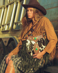 Mojave Tassle Bag - Black & White Cowhide