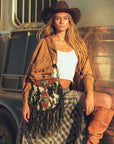 Mojave Tassle Bag - Black & White Cowhide