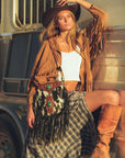 Mojave Tassle Bag - Black & White Cowhide