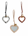 Heart Shape Bag Charm In Handtooled Leather