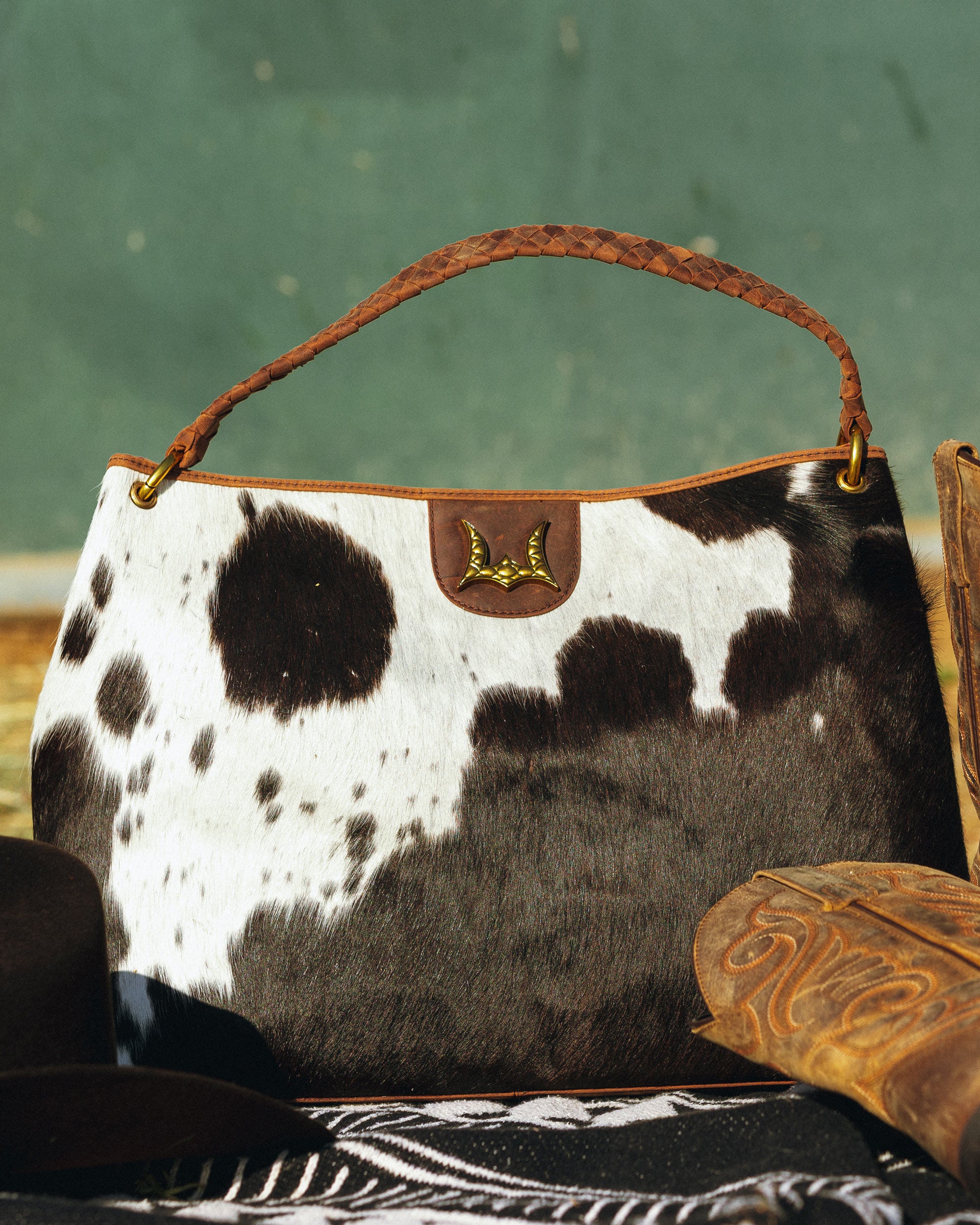 Lw Large Hobo Bag In Black &amp; White Cowhide