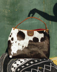 Lw Large Hobo Bag In Black & White Cowhide