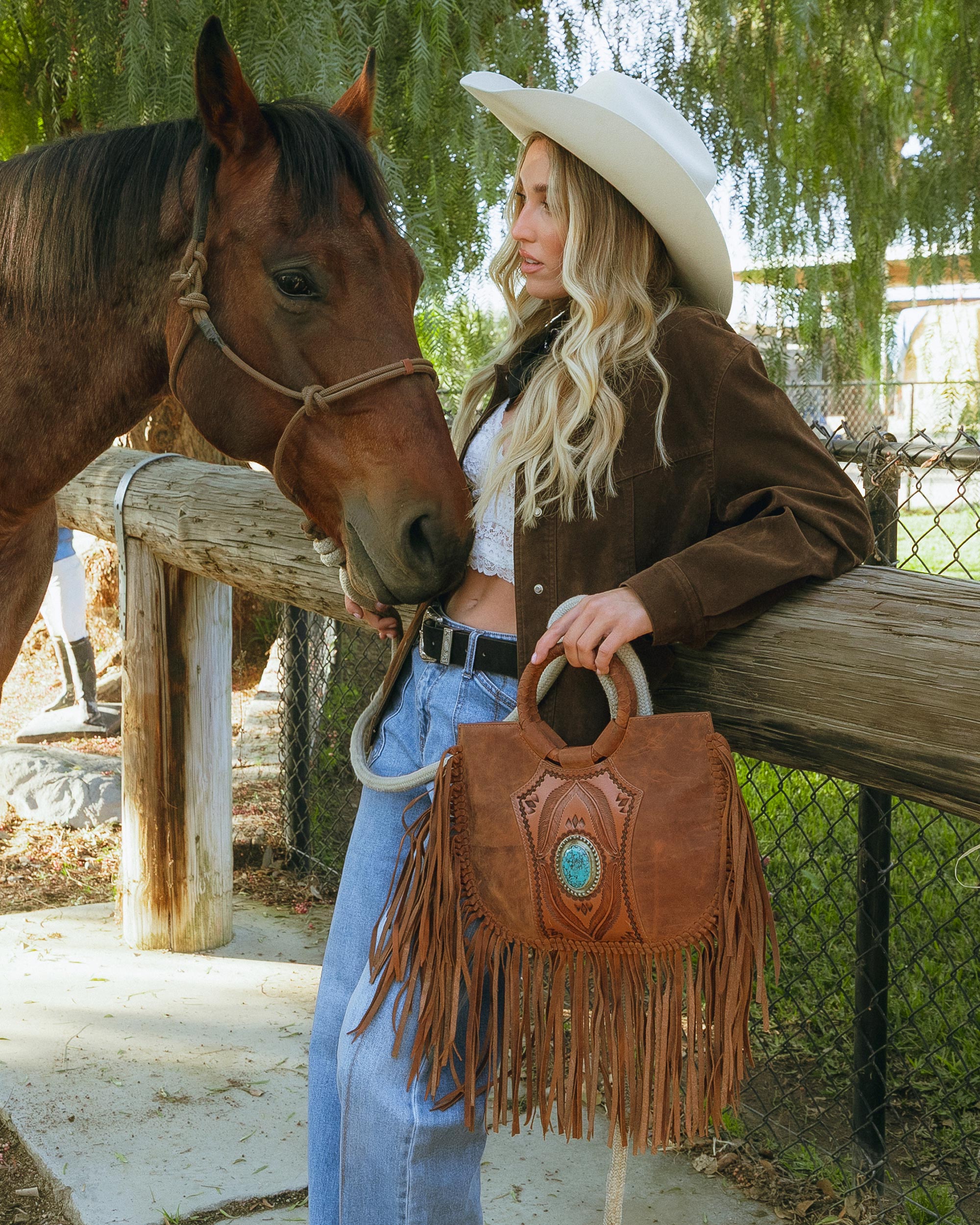 Sedona Tassle Bag In Saddle Brown