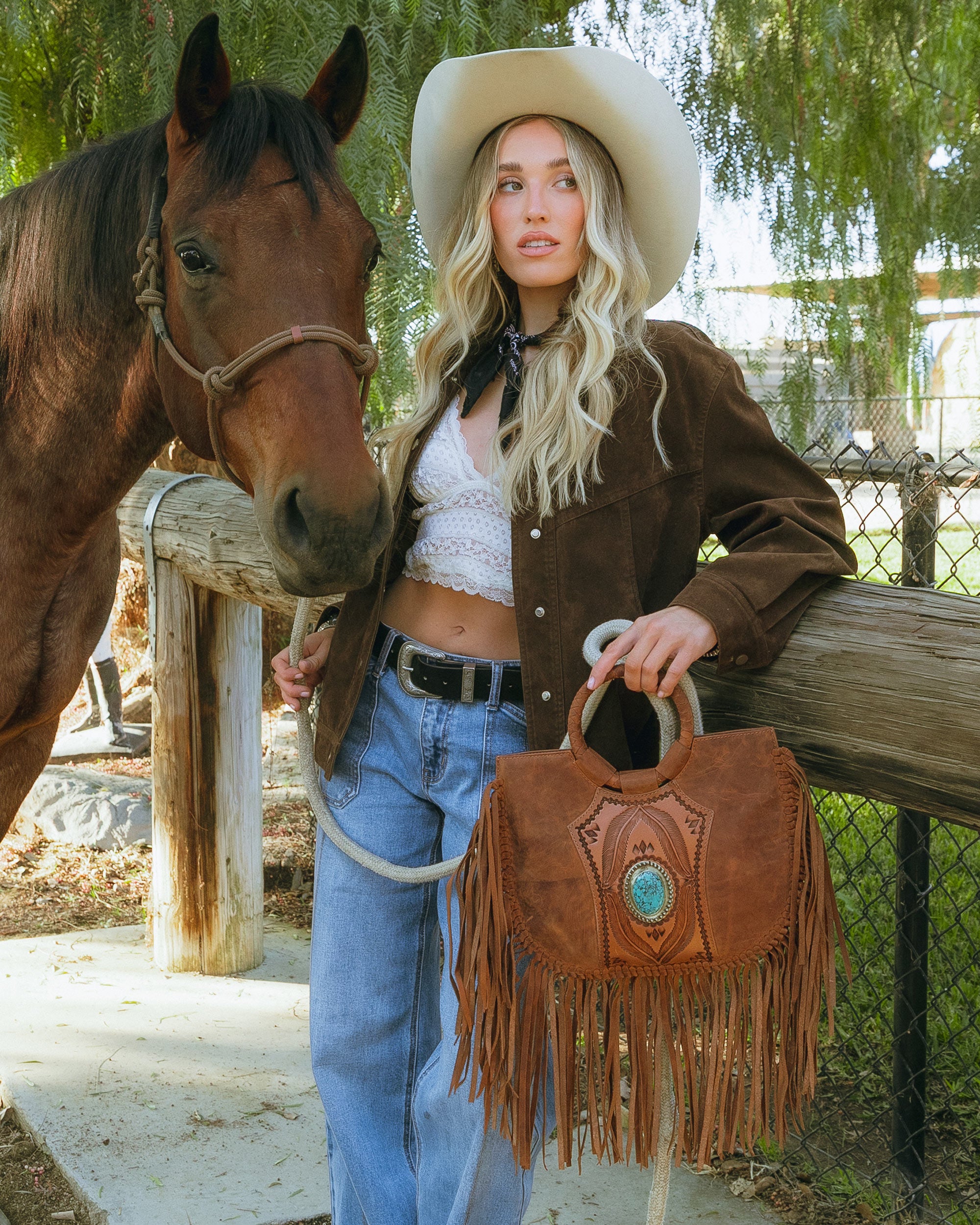 Sedona Tassle Bag In Saddle Brown