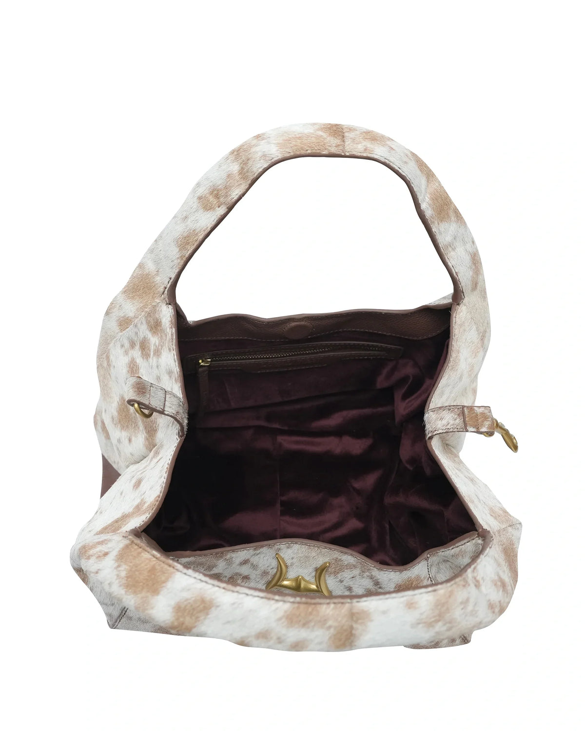 Vita Servans Hobo Bag - Brown &amp; White Cowhide