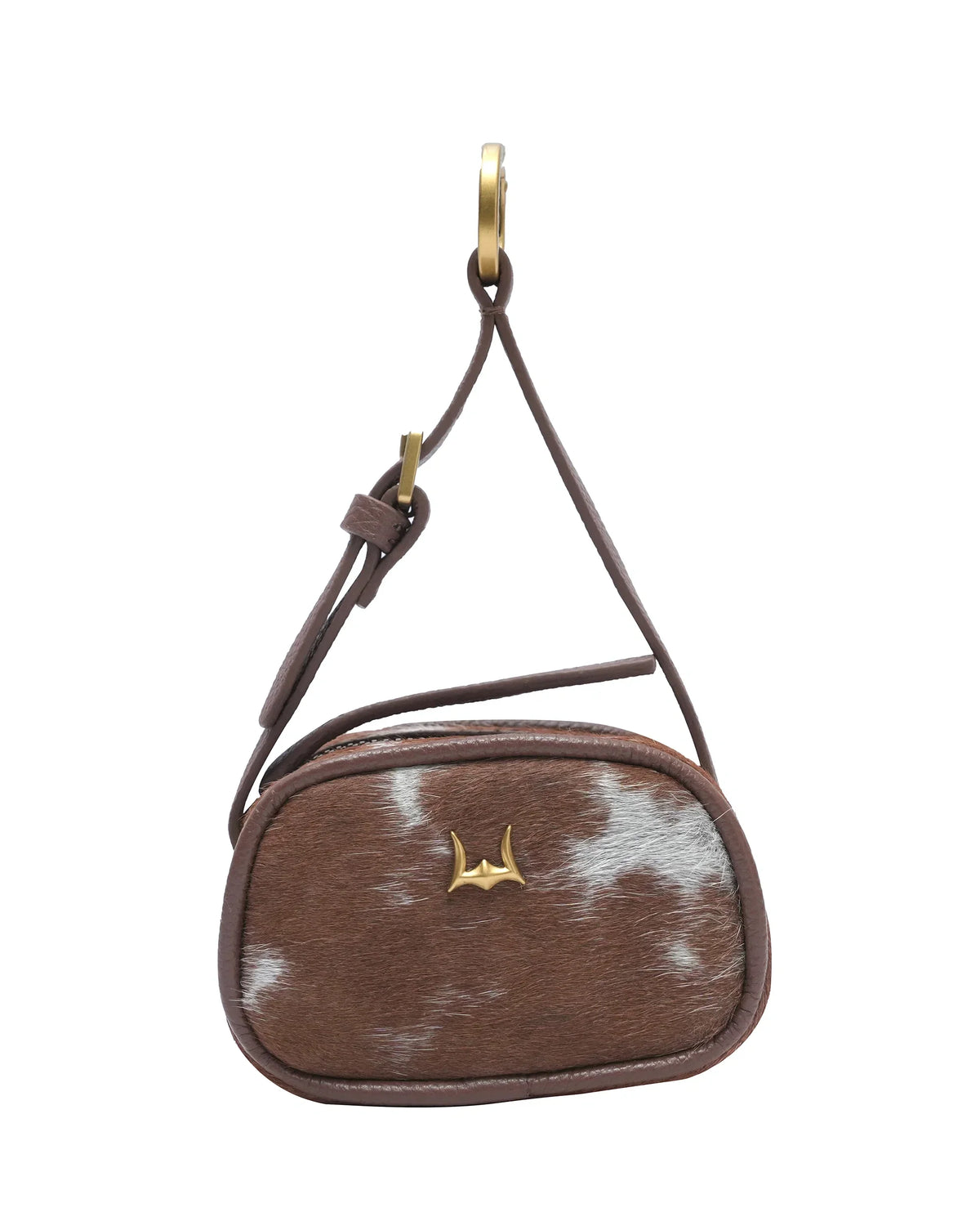 Sophia Micro Bag Charm - Brown &amp; White Cowhide