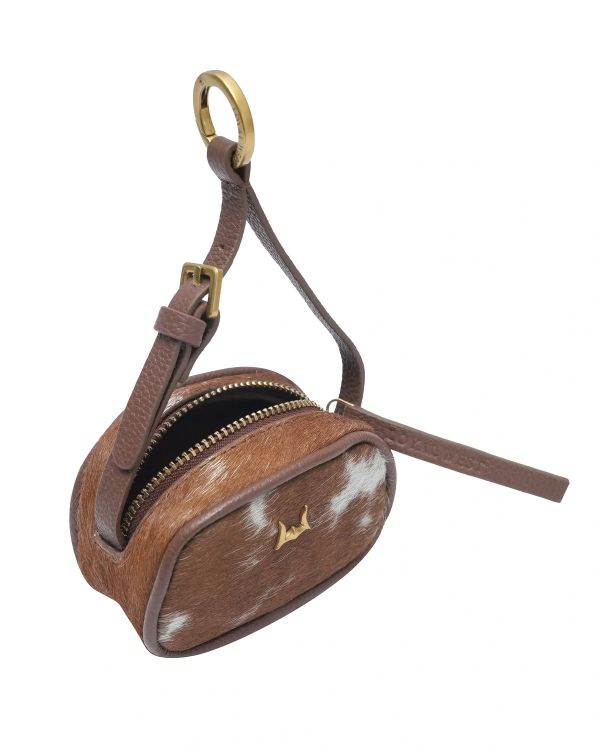 Sophia Micro Bag Charm - Brown &amp; White Cowhide