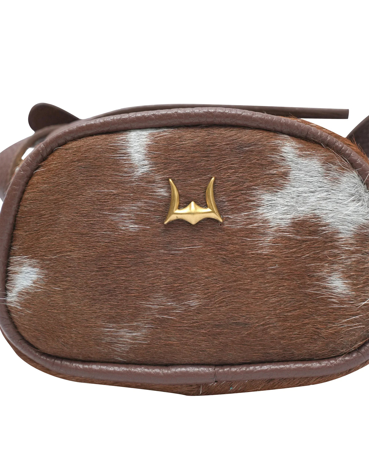 Sophia Micro Bag Charm - Brown &amp; White Cowhide