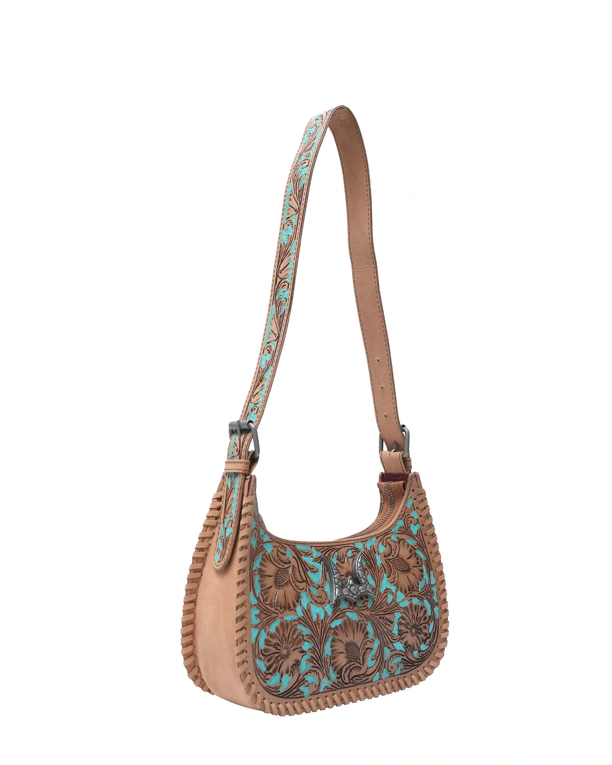 Handtooled Dannia Medium Purse - Whiskey & Water
