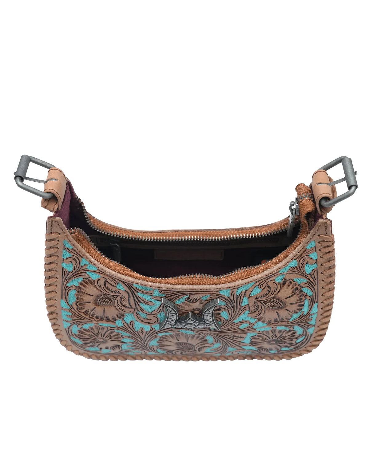 Handtooled Dannia Medium Purse - Whiskey &amp; Water