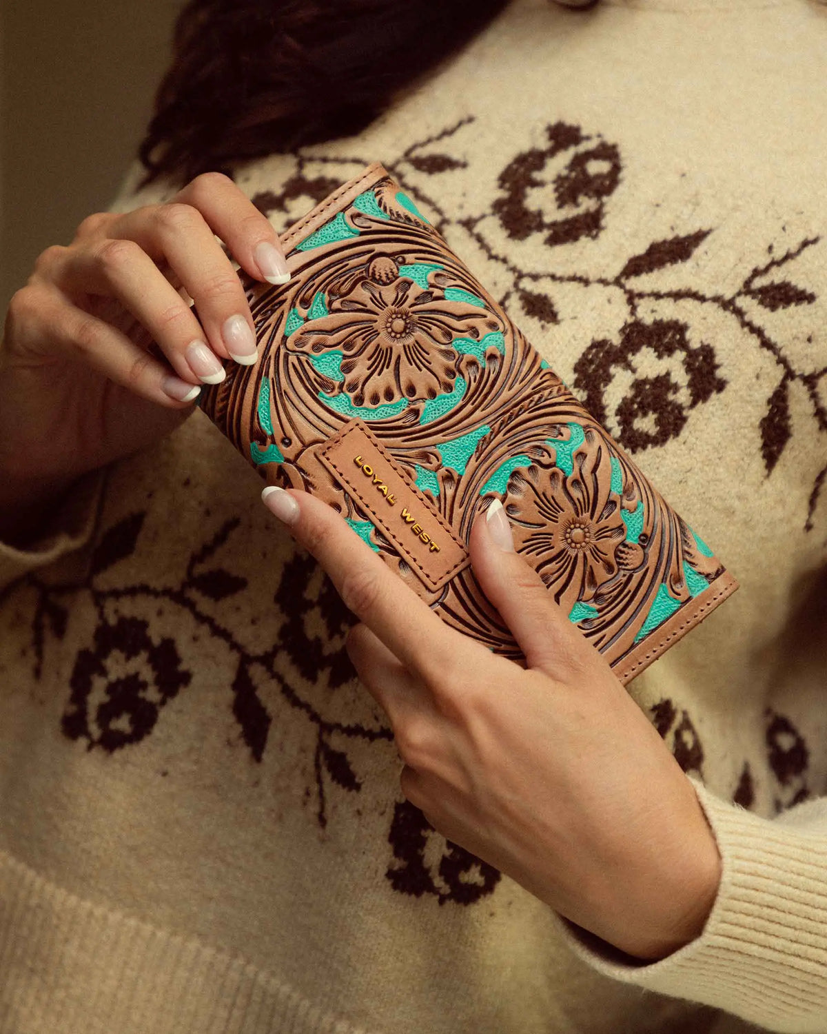 Handtooled Gloriana Wallet – Whiskey &amp; Water