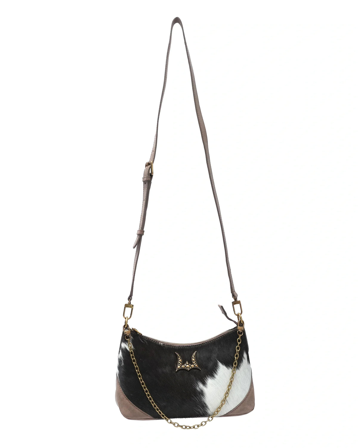 Montana Medium Shoulder Bag - Black & White Cowhide