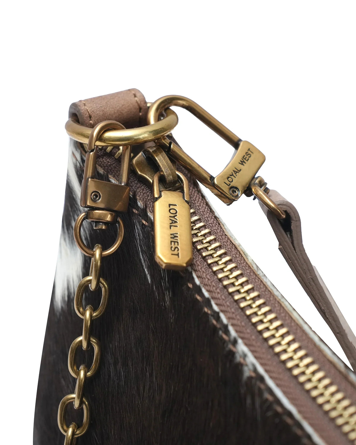 Montana Medium Shoulder Bag - Black &amp; White Cowhide