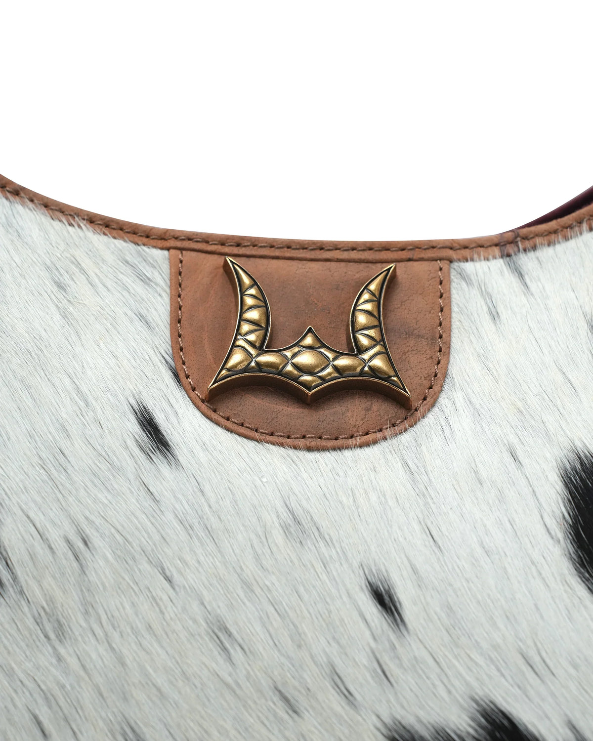 LW Large Purse - Black & White Cowhide With Brown Leather