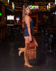 Classic Flap Medium Tassle Bag Floria Handtooled