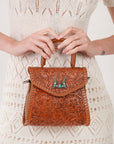 Leon Mini Handle Purse - Brown