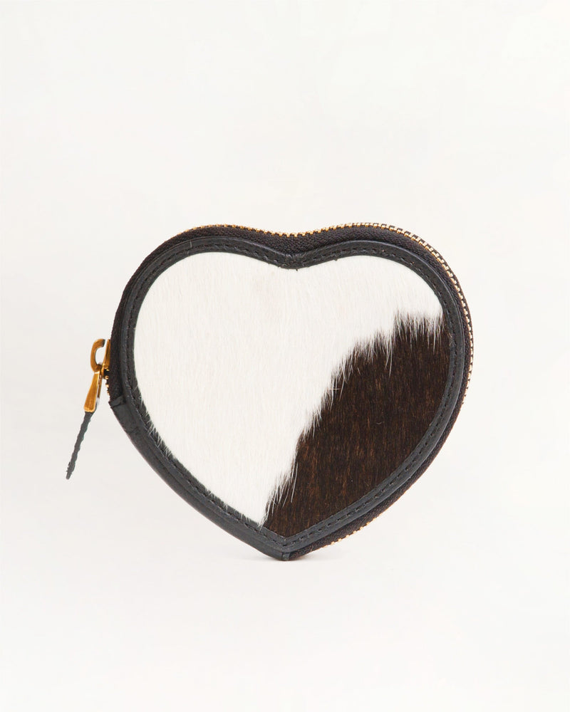 Black & White Cowhide Cupid Coin Pouch
