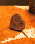 Hand-Tooled Leather Cupid Coin Pouch