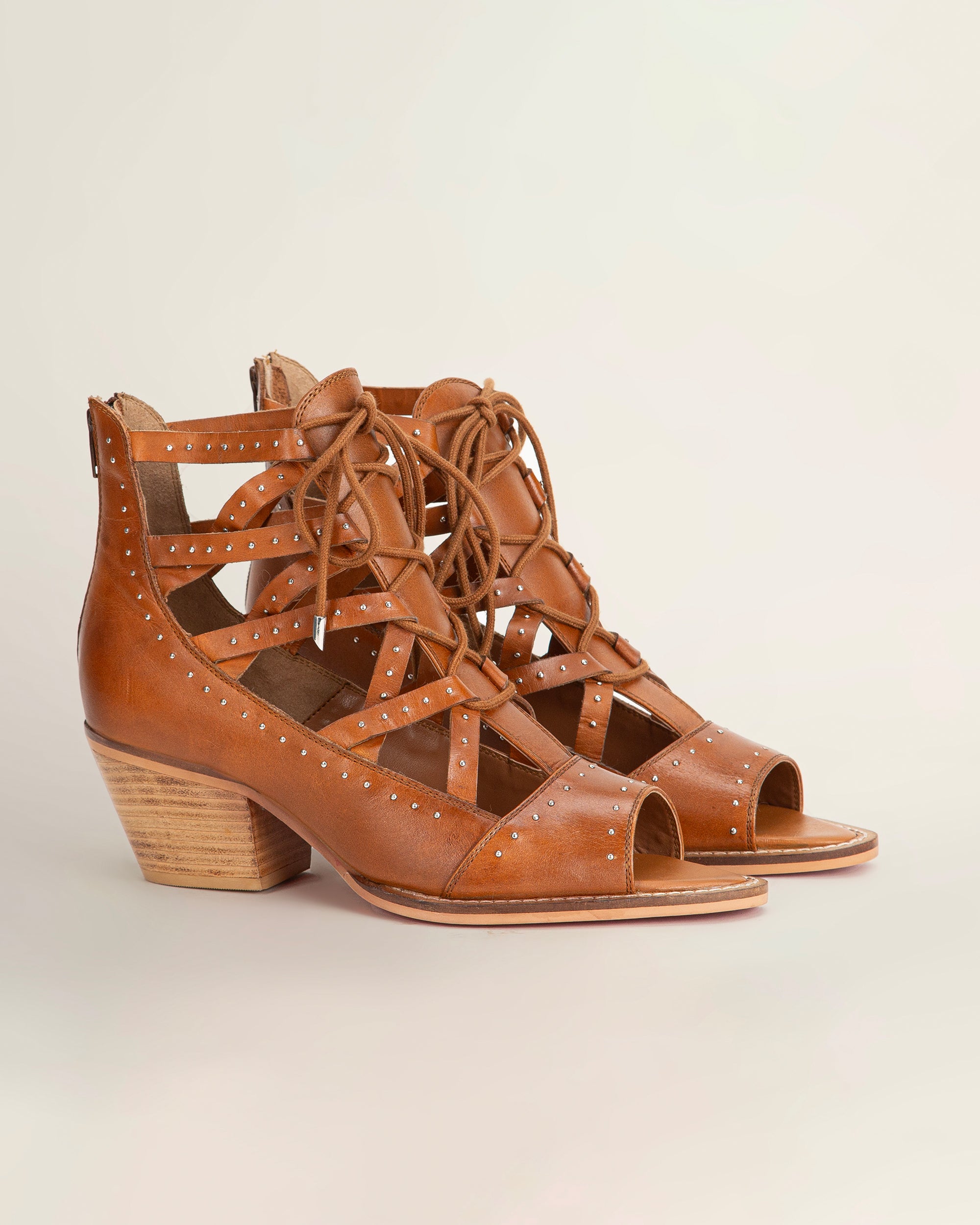 Lace Up Booties In Calfskin