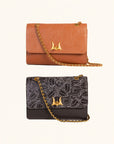 Savi Small Embossed Leather Bag - Amber Glow
