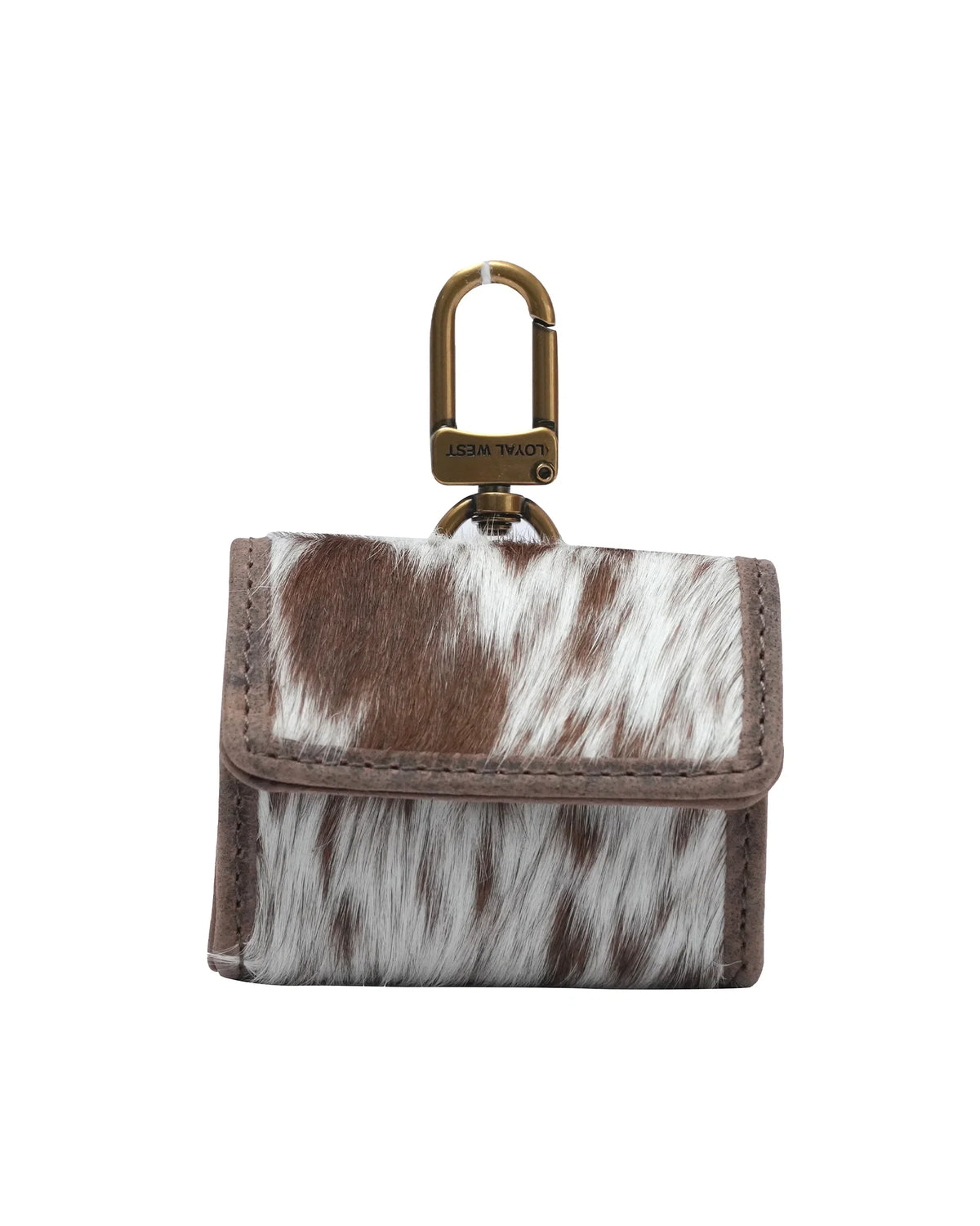 Gloriana Clip On Bag Charm - Brown &amp; White Cowhide