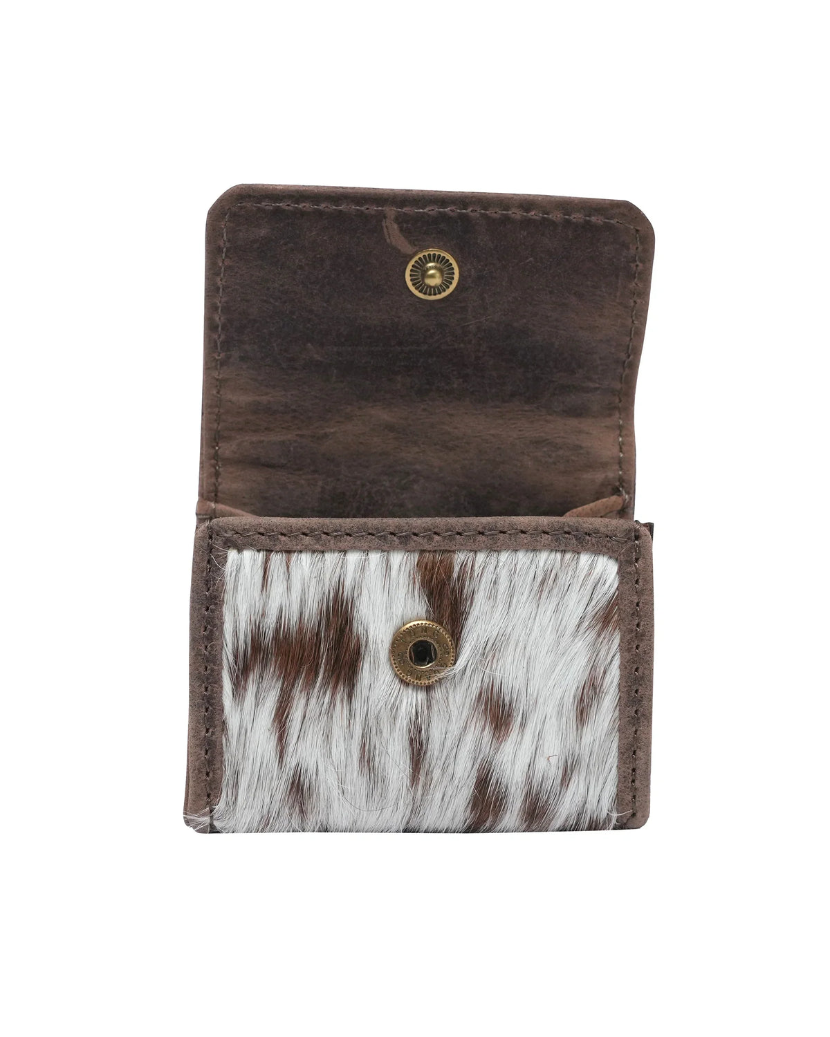 Gloriana Clip On Bag Charm - Brown &amp; White Cowhide