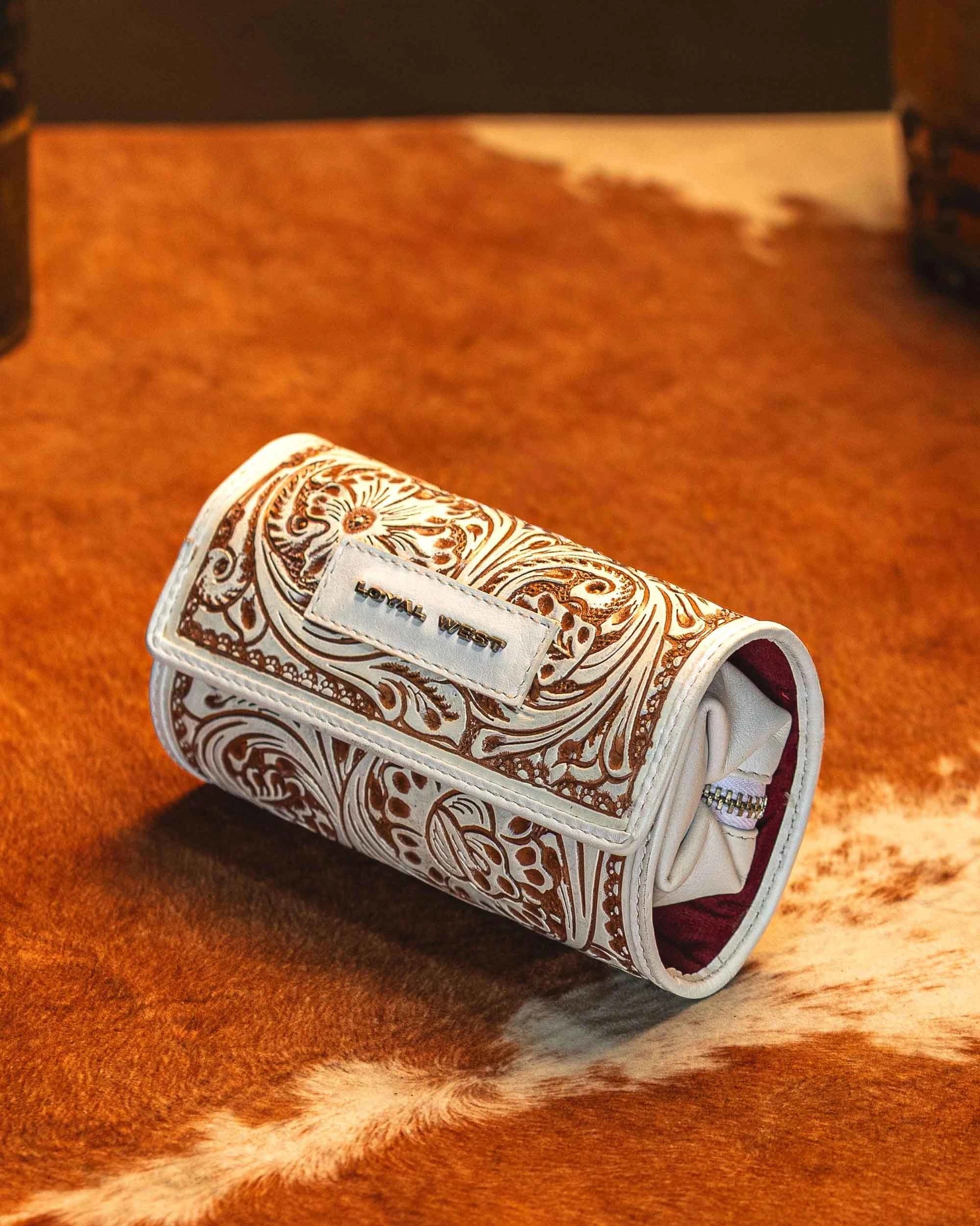 Handtooled Canyon Jewellery Case - Ivory Dust