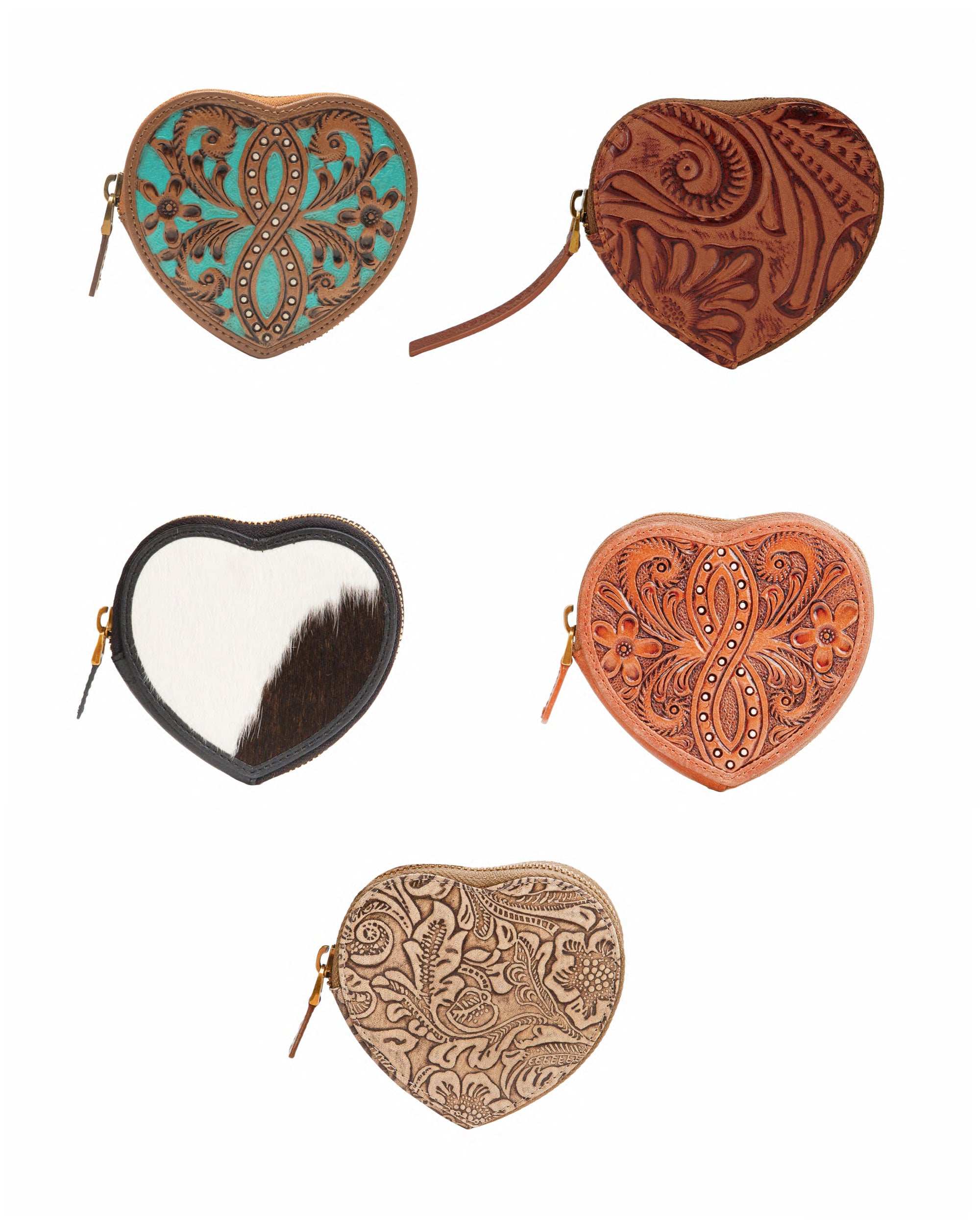 Cupid Coin Pouch Handtooled Leather - Whiskey &amp; Water